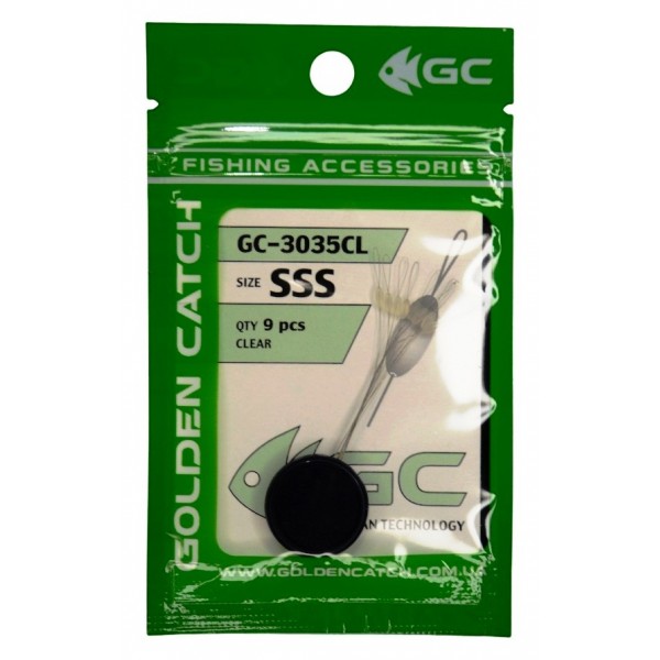 Стопор для поплавця, прозорий, GC, 3035CL, 9шт/уп, розмір SSS